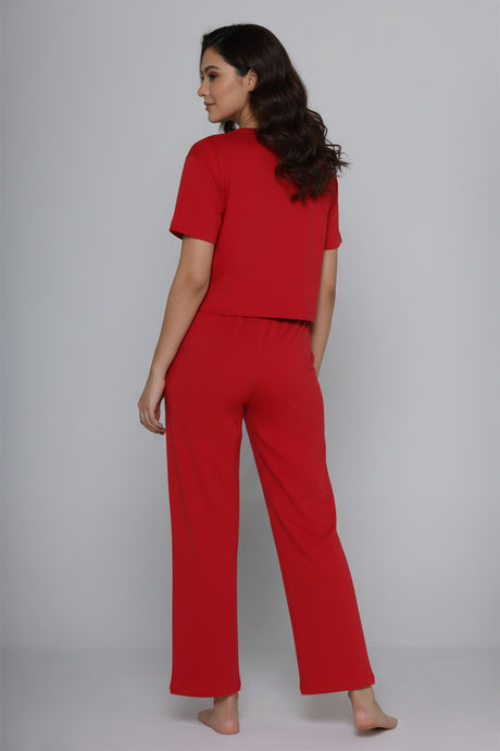 Zivame Garfield Knit Cotton Loungewear Set - Mars Red — image 4